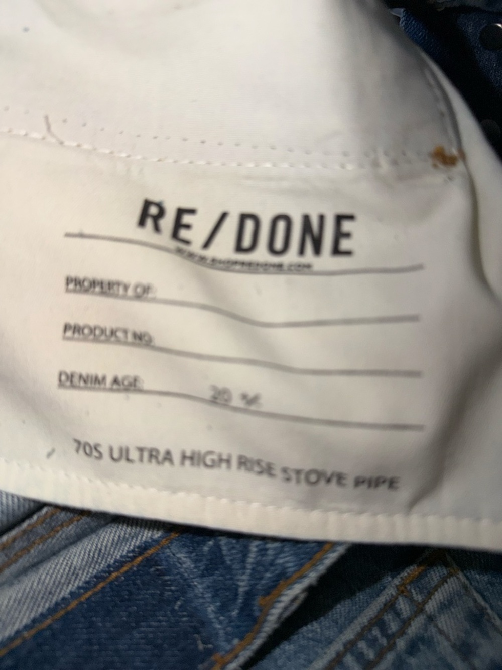RE/DONE 70's Stove Pipe High Rise straight leg jeans, 24, GD1246 - Picture 8 of 8